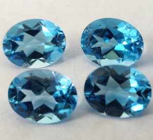 Topacio azul suizo de gran calidad natural, corte ovalado, 7x9mm, facetado, Topacio Azul suizo suelto, corte ovalado - Product Image 3