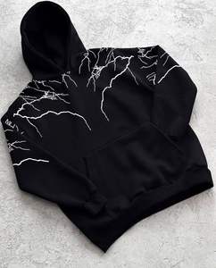<b>TRENDY</b> Breathable Fleece <b>Hoodie</b> with Pocket for Winter Comfort Polyester/Cotton Blend Embroidered Beaded Design Digital Printed - Product Image 3