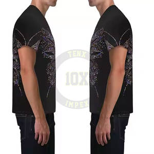 เสื้อยืดผ้าคอตตอนทำจากผ้าฝ้ายสำหรับผู้ชายเสื้อยืดพลอยเทียม - Product Image 5