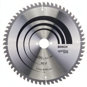 BOSCH Carbide-Tipped Circular <b>Saw</b> Blade for Bamboo and Wood Crafts 250mm Outer Diameter 60 Teeth 30mm Bore 3.2mm Kerf - Product Image 3