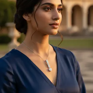 Colgante de Plata y Oro Rosa con Circonitas Cúbicas para Mujer, Forma de Corazón, Chapado en Rodio, con Regalo, Material Principal de Joyería Chapado en Rodio - Product Image 1