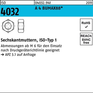 น็อตหกเหลี่ยม ISO 4032 M16 A4 BUMAX88 แพ็ค 25 ชิ้น โดย BUFAB - Product Image 1