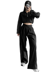 Conjunto de Chaqueta Corta y Pantalón con Cremallera Personalizada, Conjunto de Dos Piezas Cortavientos de Nailon y Poliéster para Mujer 2026 - Product Image 5