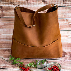 Bolso Hobo de cuero genuino con asa regulada Mat Hombro Regalo del día de San Valentín para ella - Product Image 1