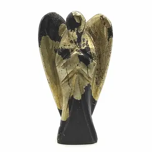 Großhandel Nature del stein Goldener Pyrit 1 Zoll geschnitzte handgemachte Kristall Engel Kristall Heils tein Engel zu verkaufen