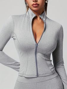 Chaqueta de Yoga de Manga Larga para Mujer, de Alta Calidad, Ligera, Corte Regular, Transpirable, con Cierre Completo y Logotipo Frontal, para Gimnasio, Entrenamiento y Running - Product Image 5