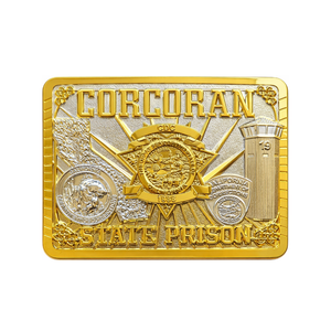 Boucle de ceinture Corcoran State Prison - Alliage métallique or et argent, logo personnalisable, style épingle - Product Image 1