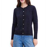 Großhandel Maßgeschneiderte Damen Klassische Strickjacke mit Knopfleiste Rundhals-Pullover Slim Fit Preppy Bürokleidung Herbst Winter Casual