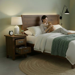 Meubles de salon Vietnam, bois de caoutchouc moderne, MDF, placage de chêne, durable, écologique, 2 tiroirs, armoire de salle à manger à panneaux surélevés, 1 an - Product Image 3