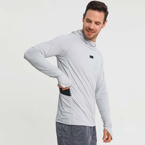 Cistom Anti UV 100% algodón lona sublimación manga larga ventilada Sudadera con capucha para hombres y mujeres patrón sólido elementos esenciales de invierno - Product Image 6