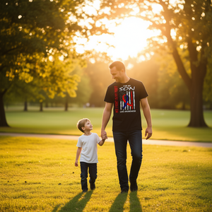 T-shirt con bandiera americana per la consapevolezza sul sindrome di Down: Il suo battaglia è la mia battaglia - Prodotto promozionale - Product Image 3