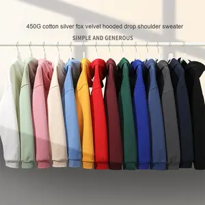 100% coton 450/480GSM pull surdimensionné teint pigmenté de haute qualité conception personnalisée sweat à capuche compressé lourd - Product Image 3