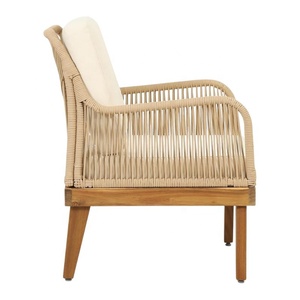 Combinaison de bois de teck de bonne qualité et de corde en rotin avec siège en mousse premium, chaises confortables pour l'extérieur et le salon - Product Image 3