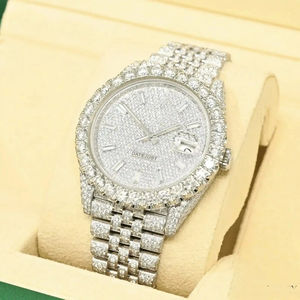 Reloj de diamante de moissanita con pantalla analógica de lujo de alta calidad totalmente helado automático resistente acero inoxidable - Product Image 1