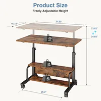 Bureau d'ordinateur mobile réglable en hauteur OEM 31,5 pouces avec roulettes verrouillables, structure métallique, poste de travail portable pour tapis de marche