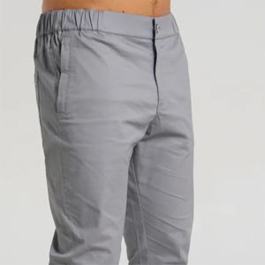 Pantalones versátiles para hombre: Ajuste a medida con cintura elástica cómoda, bolsillos funcionales y diseño de dobladillo abierto - Product Image 5