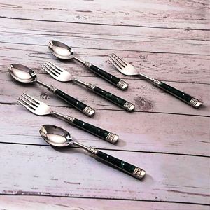 ชุดมีดเรซินสีเขียว12ชิ้นชุดเสริฟสลัด2ชิ้นทำด้วยมือผลิตภัณฑ์อินเดียราคาโรงงาน - Product Image 2