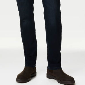 กางเกงยีนส์ผู้ชายสไตล์วินเทจฟอกสีแฟชั่นใหม่สีฟ้ากระดุมคริสตัลกางเกงดีไซน์เนอร์สไตล์พังค์ - Product Image 5