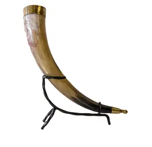 solid metal stand with Viking Drinking Horns With Horn Stand made of Buffalo Horns manufacturer fabulist gift