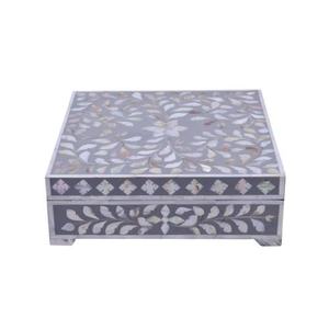 Nouvel arrivage de boîte à bijoux de luxe Royal Artisans faite à la main en résine incrustée de nacre boîte-cadeau de rangement de haute qualité Logo personnalisé - Product Image 5