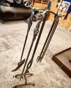 Le plus récent ensemble de cheminée en fer avec support pour les ensembles intérieurs et extérieurs d'hôtel ensembles de grande cheminée en fer forgé de couleur noire et accessoires - Product Image 3