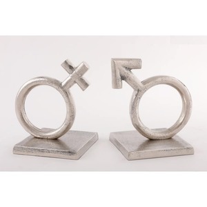 2025 Best Seller Nickel Silver Finished Metal <b>Board</b> Male Female Sign Metal Sculpture Bookend - Product Image 1