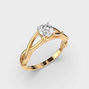 Anillo solitario de diamante de laboratorio redondo, conjunto de 4 puntas, anillo de mujer, anillo de diamante redondo de oro blanco de 14 quilates, regalo de aniversario - Product Image 2