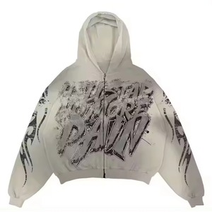 Fabricante bajo MOQ al por mayor algodón en blanco crudo dobladillo espuma impresión Sudadera con capucha personalizada 3D Puff impresión térmica recortada Sudadera con capucha hombres - Product Image 3