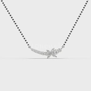 Charming Stonewels Silver <b>Mangalsutra</b> with Floral-Inspired <b>Design</b> Sparkling Diamonds Beads Chain for Weddings - Product Image 3