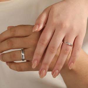 Jeulia Two Tone Twist Brushed Moissanite <b>Couple</b> Engagement <b>Ring</b> <b>Set</b> - Product Image 4