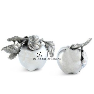 Look accrocheur couleur argent brillant poli Unique fantaisie pomme Designer métal sel et poivre moulins outils de cuisine et gadgets - Product Image 1