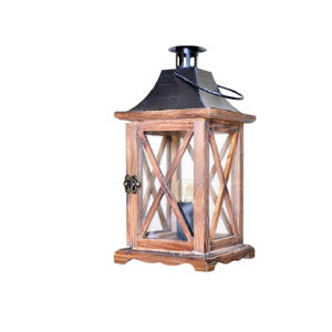 Portavelas de madera colgante decorativo para el hogar, nuevo farol de madera Vintage con tapa de hierro, portavelas de madera de Navidad al mejor precio - Product Image 1