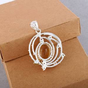 Collier Citrine fait main en argent Sterling 925 pendentif multi-pierres précieuses cornaline péridot novembre bijoux de pierre de naissance pour les femmes - Product Image 5