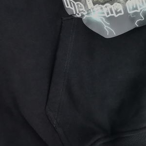 เสื้อกันหนาวมีฮู้ดสองชั้นแบบสวมหัวไม่มีเชือกโอเวอร์ไซส์ผ้าฟลีซธรรมดา - Product Image 5