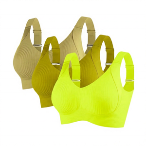 Sujetador deportivo de fitness para mujer al por mayor, transpirable, ligero, que absorbe el sudor, con espalda cruzada, soporte medio y logo frontal. - Product Image 2