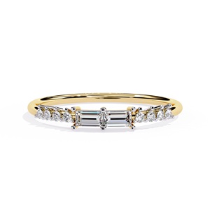 Anillo de Oro de 14K Minimalista para Novia, Apilable, Hecho a Mano, con Diamantes Baguette, Joyería Fina - Product Image 1