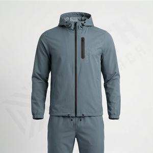 Conjunto Deportivo Personalizado con Logotipo, Impermeable, Ligero, de Poliéster y Nailon para Hombre, Chaqueta Cortavientos de Nailon para Exteriores, Conjunto Deportivo para Gimnasio y Fitness - Product Image 1