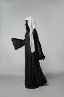 Abaya plissée modeste à manches cloche noire, vente en gros directe fabricant, logo personnalisé bienvenu, motif uni, polyester et soie