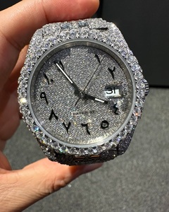 Montre unisexe de mode et d'affaires, style antique, avec diamant Moissanite rond VVS, bracelet en alliage, mouvement à quartz, cadran en verre, pour soirée - Product Image 1