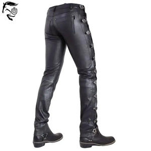 Pantalones de Cuero Casuales, Delgados y Duraderos, Cómodos, Antiarrugas, con Cierre de Botones, Estilo Motociclista, para Hombre, Ajuste Invernal - Product Image 4