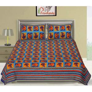 Juego de Sábanas Dobles de Algodón Kantha Azul, Hechas a Mano, 240 Hilos, con 2 Fundas de Almohada, 100% Algodón, para Uso Doméstico, Juego de 3 Piezas (AKDB1003) - Product Image 2