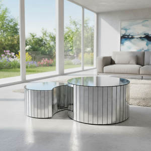 Mesa de Centro Moderna Convertible de Metal Plateado, Ecológica y de Lujo, con Altura Ajustable, Tamaño Pequeño, para Muebles de Sala de Estar - Product Image 2