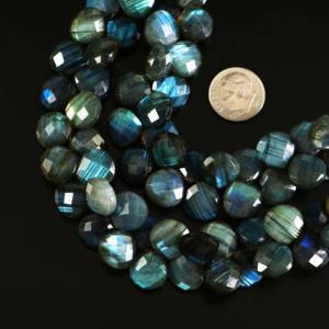 Perles de labradorite bleue chatoyante facettées en forme de cœur, 11-12 mm, labradorite naturelle, vente en gros, perles de pierres précieuses en vrac pour la création de bijoux - Product Image 1