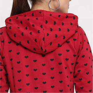 Women Red <b>Heart</b> Print Hooded <b>Sweatshirt</b> Casual Long Sleeve Knitted Hoodie Autumn Wear - Product Image 5