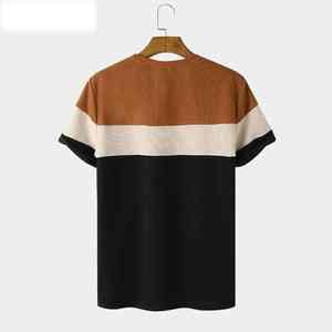 Camiseta de algodón para hombre, escote, manga corta, tela de terciopelo cómoda, cierre de cremallera, ideal para viajes en casa, ropa informal de fin de semana - Product Image 3