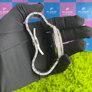 PJ Shine Totalmente Iced Out Automático Moissanite Reloj Hombre Hip Hop Big Dial Busto Abajo Personalizado Acero Inoxidable Lujo Diamante - Product Image 5