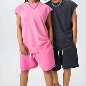 Chándal Unisex OEM 100% Algodón French Terry Transpirable Antibacteriano Diseño 2 en 1 de Verano con Logotipo Personalizado Estampado Tallas Grandes - Product Image 1