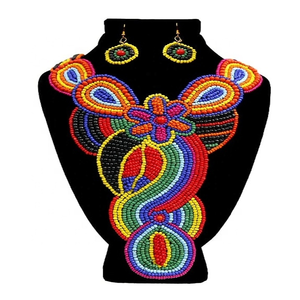 Cauri coquille perles de verre broderie collier boucles d'oreilles ensemble à la mode filles à la mode verre perlé bijoux lien chaîne galerie cadeau - Product Image 3