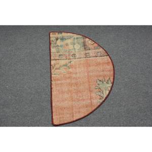 Alfombra turca clásica de retazos naranja y azul, 2,5x1,5 pies, lana viscosa, látex de poliéster para adolescentes, juegos de alfombras para sala de estar - Product Image 3