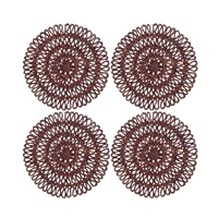 Set de table en jonc de mer écologique fait main, style bohème, tissage en spirale marron, forme personnalisable, motif radial pour hôtel et usage domestique